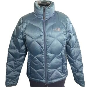 The North Face 550 Goose Down Puffer Jacket Womens XS Teal Quilted Coat‎